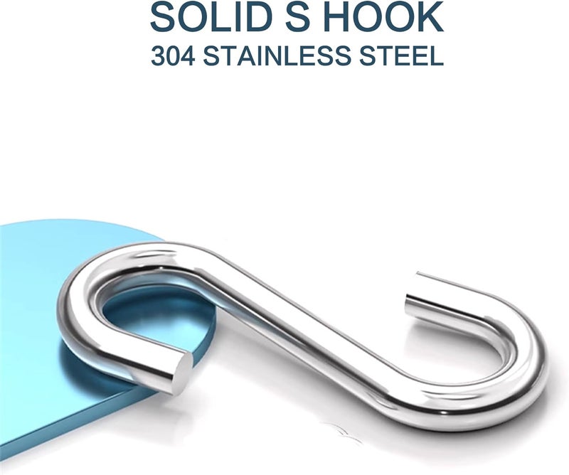 UPUPMOON 24 pcs. 304 Stainless Steel 1.5 in. S Hooks Chain Hardware for Hanging Products or Items, 88 lb. Capacity - Image 2